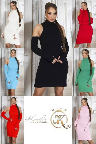Koucla Sexy Feinstrick Kleid Mit Armstulpen