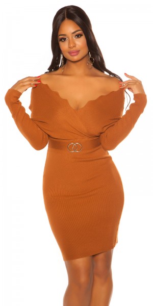 Koucla Sexy Fledermaus Langarm Strickkleid