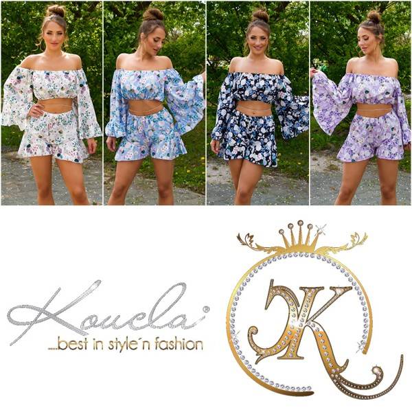 Koucla Sexy Floral Carmen-Bluse Bauchfrei