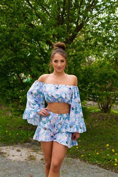 Koucla Sexy Floral Carmen-Bluse Bauchfrei