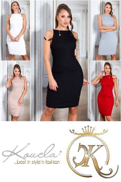 Koucla Sexy Geriptes Strickkleid Mit Sexy Trägern