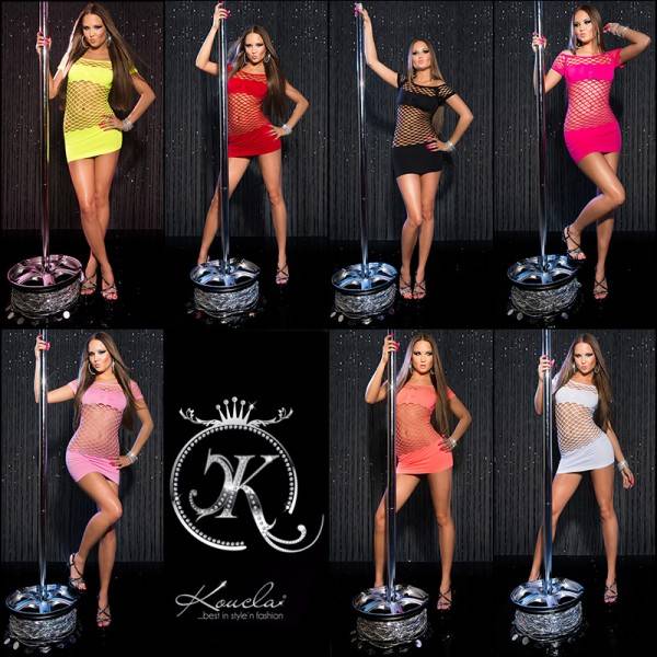 Koucla Sexy GoGo-Netzminikleid In Neonfarbe