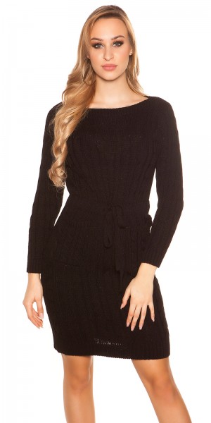 Koucla Sexy Grobstrick Minikleid mit Zugband