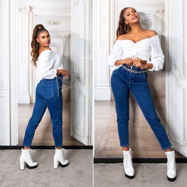 Koucla Sexy High Waist Jeans Mit Gummiband Taille