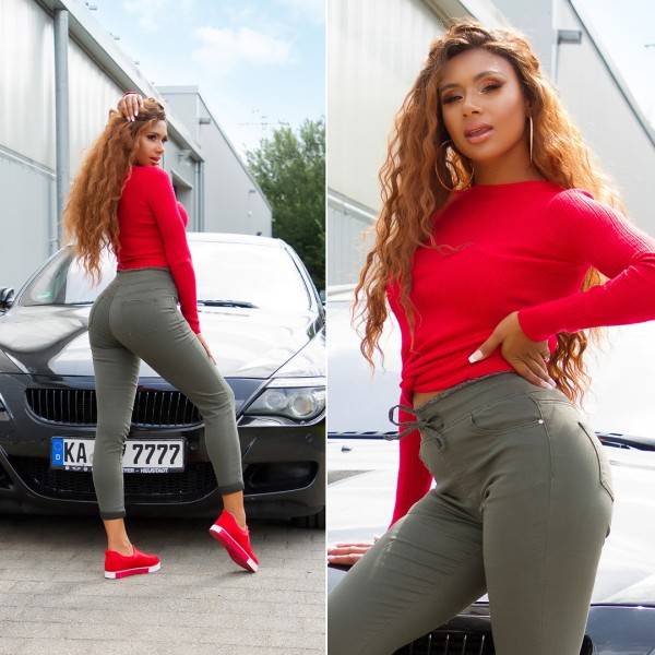 Koucla Sexy High Waist Slim Jeans Mit Kordelzug