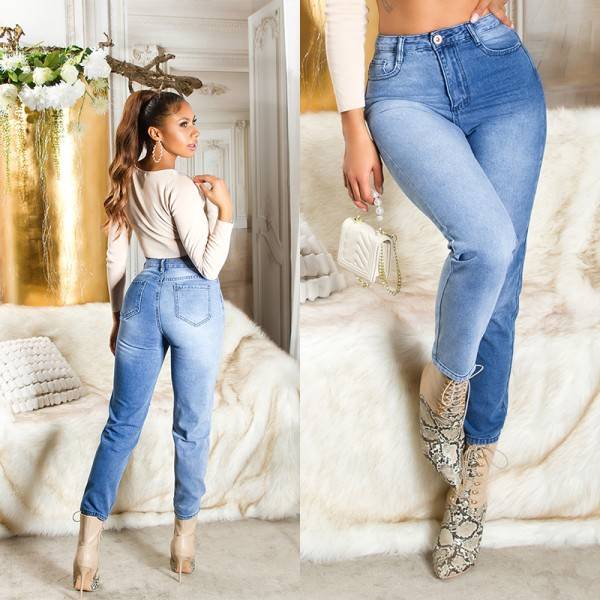 Koucla Sexy Highwaist Bi-Color Mom Jeans
