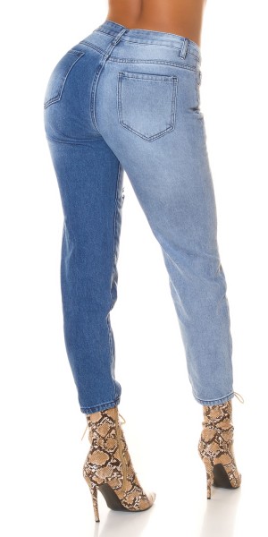 Koucla Sexy Highwaist Bi-Color Mom Jeans Used Look