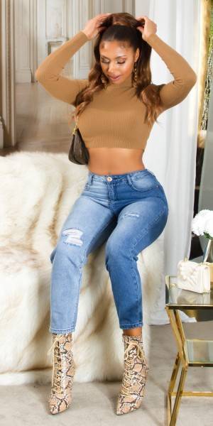 Koucla Sexy Highwaist Bi-Color Mom Jeans Used Look