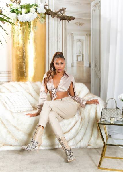 Koucla Sexy Highwaist Boyfriend Jeans Im Lederlook