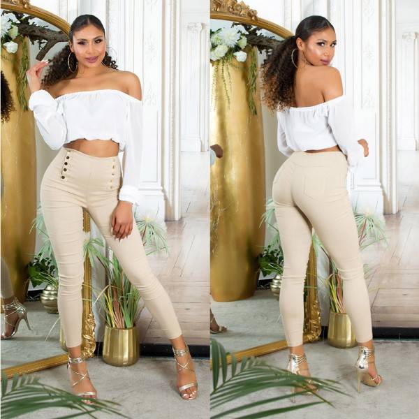 Koucla Sexy Highwaist Hose Mit Deko Knöpfen