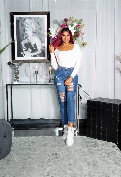 Koucla Sexy Highwaist Jeans Mit Rissen MOM FIT