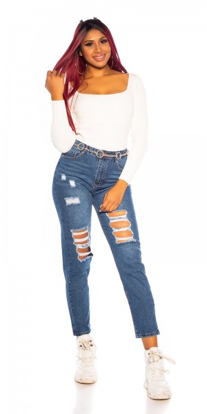 Koucla Sexy Highwaist Jeans Mit Rissen MOM FIT