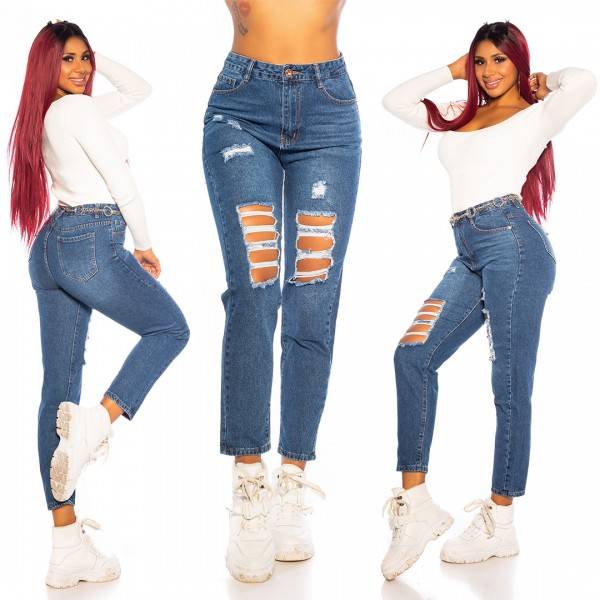 Koucla Sexy Highwaist Jeans Mit Rissen MOM FIT