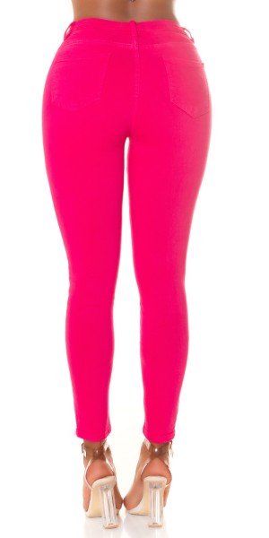 Koucla Sexy Highwaist Jeans "pink" Mit Knopf-Details