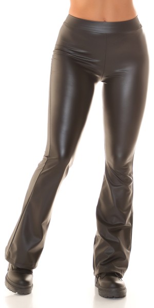 Koucla Sexy Highwaist Lederlook Hose Mit Schlag
