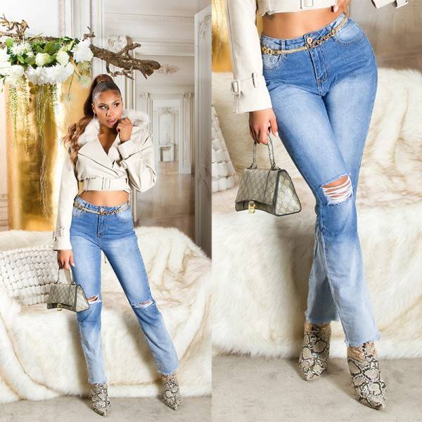 Koucla Sexy Highwaist Mom Jeans Mit Farbverlauf