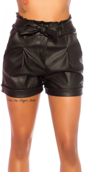 Koucla Sexy Highwaist Paperbag Lederlook Shorts