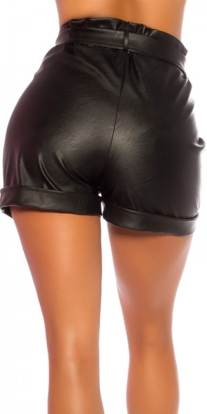 Koucla Sexy Highwaist Paperbag Lederlook Shorts