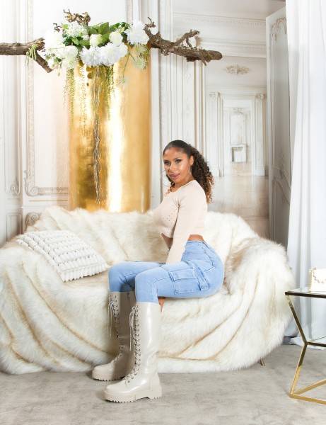 Koucla Sexy Highwaist Skinny Jeans Im Cargo-Style