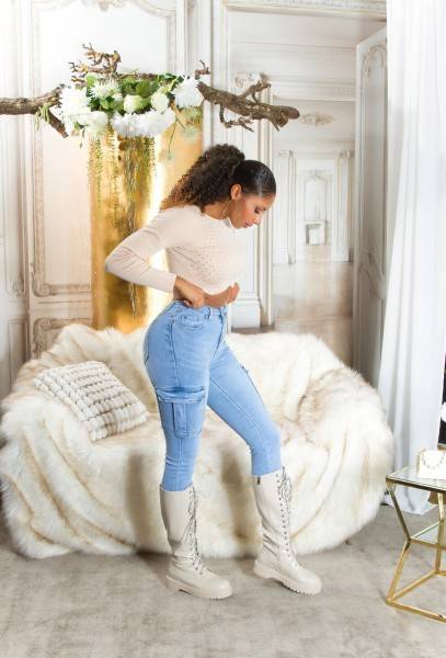 Koucla Sexy Highwaist Skinny Jeans Im Cargo-Style