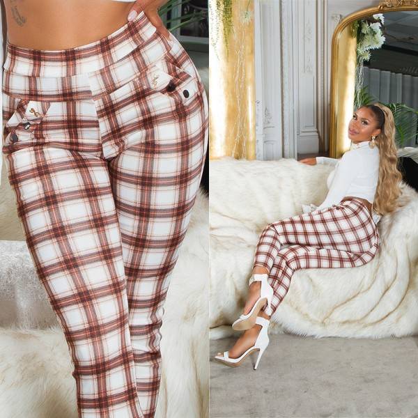 Koucla Sexy Highwaist Treggings Mit Karomuster