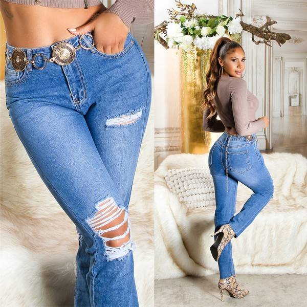 Koucla Sexy Highwaist Used Look Mom Jeans