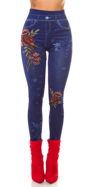 Koucla Sexy Jeanslook Leggings Mit Floral Print