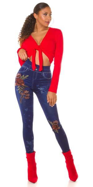 Koucla Sexy Jeanslook Leggings Mit Floral Print