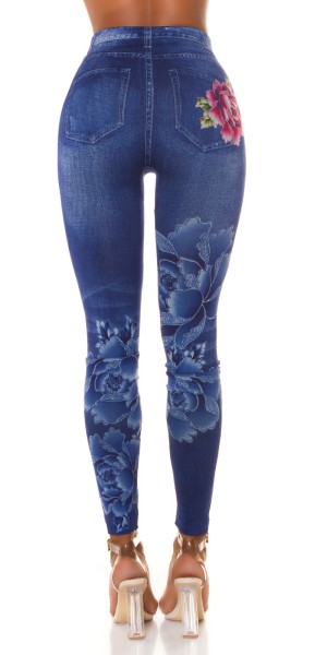 Koucla Sexy Jeanslook Leggings Mit Floral Print