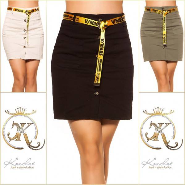 Koucla Sexy Jeansrock Geknöpft Mit Gürtel