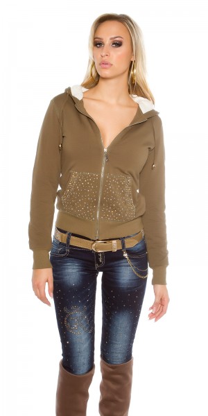 Koucla Sexy Kapuzen- Zipper Mit Nieten Und Fell