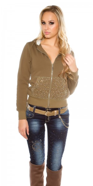 Koucla Sexy Kapuzen- Zipper Mit Nieten Und Fell