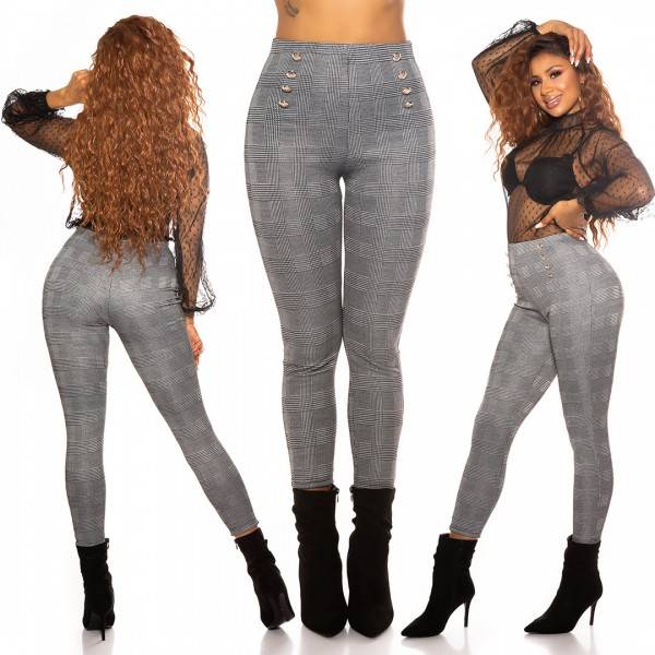 Koucla Sexy Karierte Hose Mit Deko Knöpfen
