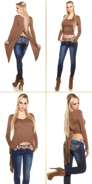 Koucla Sexy KouCla 2Way HighLow Langarm Crop Shirt