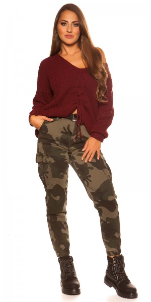 Koucla Sexy KouCla Basic V-Pulli Mit Raffung