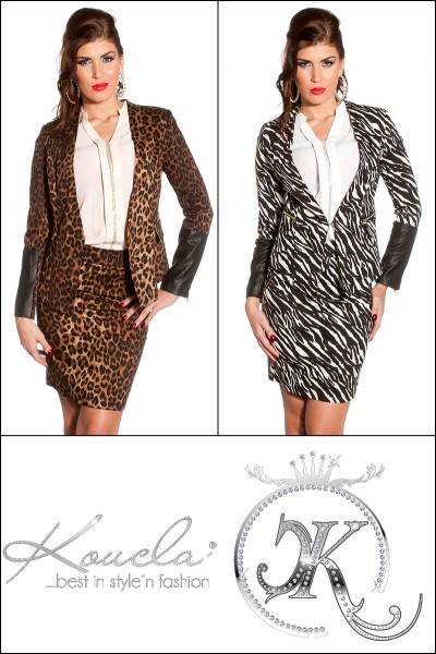 Koucla Sexy KouCla Blazer Tailliert Im Animalprint