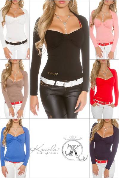Koucla Sexy Koucla-Bolero-Langarmshirt Mit Spitze