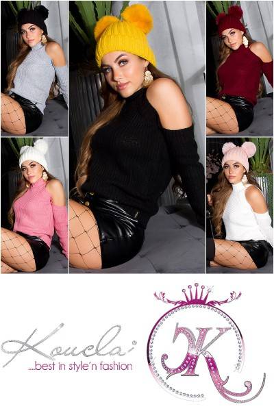 Koucla Sexy KouCla Cold Shoulder Strickpulli