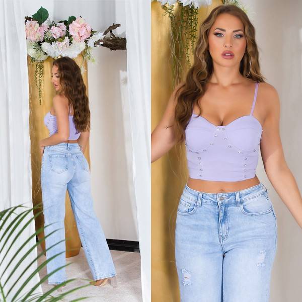 Koucla Sexy Koucla Crop Top Mit Glitzernieten