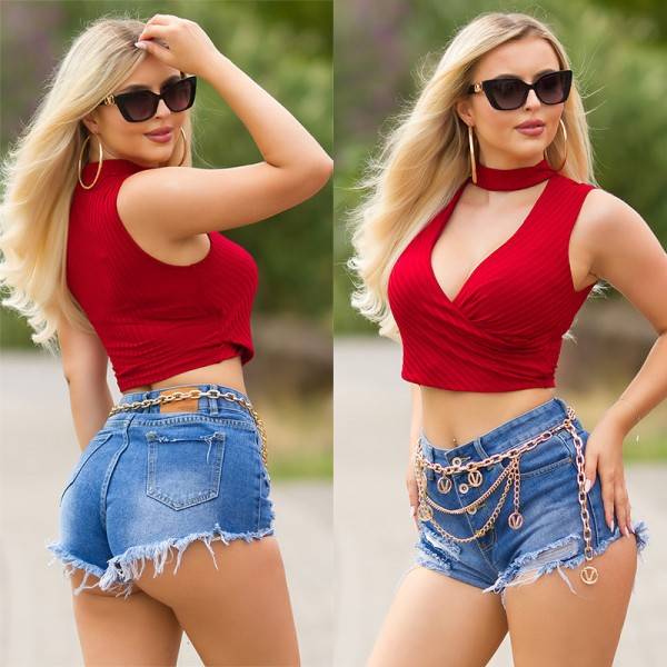 Koucla Sexy KouCla-Crop Top Mit WOW-Dekolletee