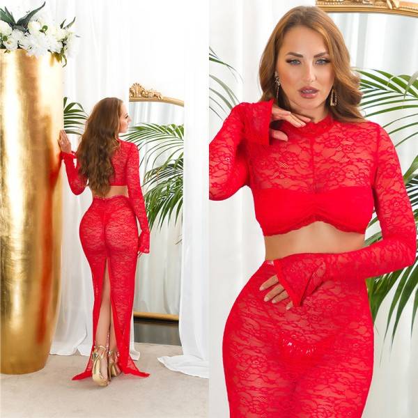 Koucla Sexy Koucla Cropped Langarmshirt Aus Spitze