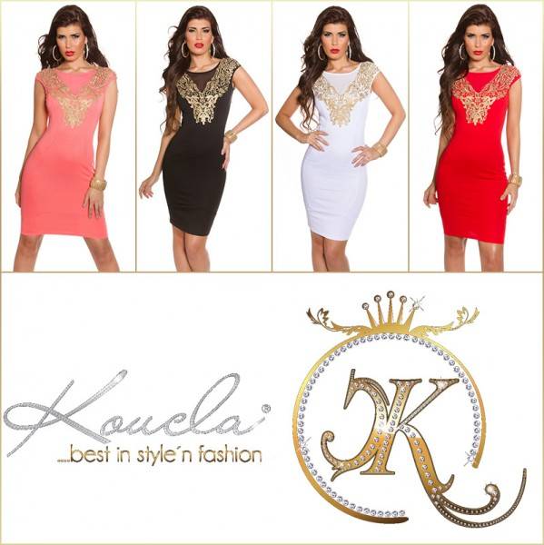 Koucla Sexy KouCla Etuikleid Mit Goldener Spitze