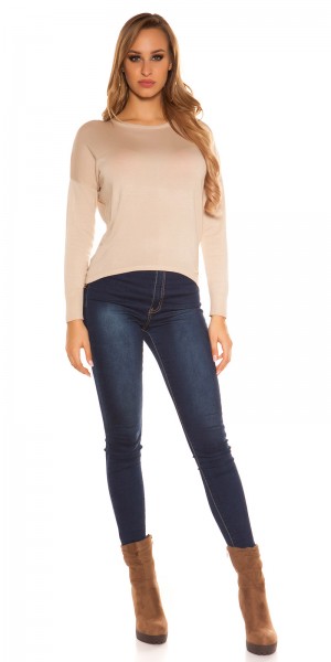 Koucla Sexy KouCla Highlow Pulli Mit Leoeinsatz