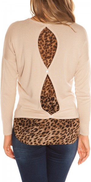 Koucla Sexy KouCla Highlow Pulli mit Leoeinsatz