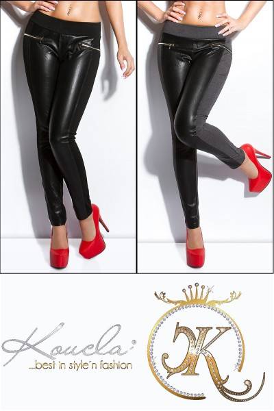 Koucla Sexy KouCla Hose Mit Lederlook-Einsätzen