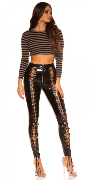 Koucla Sexy Koucla Langarm Crop Pulli Gestreift