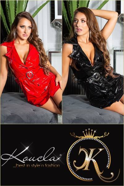 Koucla Sexy Koucla Latexlook Minikleid Mit Gürtel