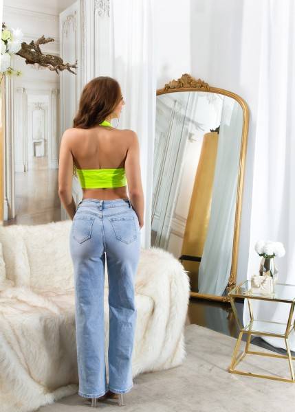 Koucla Sexy Koucla Latexlook Neck-Top Mit Knöpfen