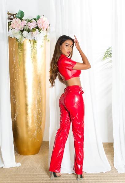 Koucla Sexy Koucla Lederlook Crop Top Mit Knöpfen