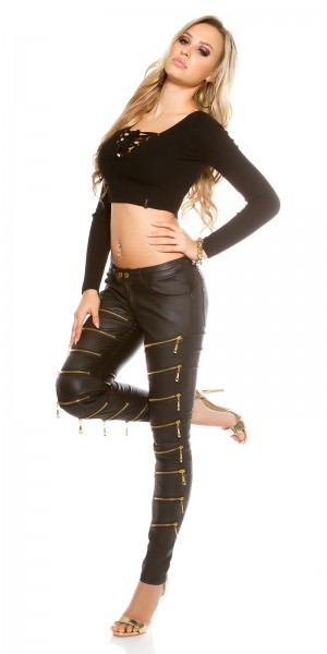 Koucla Sexy KouCla Lederlook Hose Mit Deko Zips
